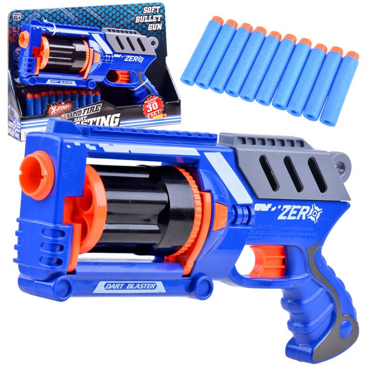 Pistol Blaster, 10 Cartuse de spuma, Multicolor