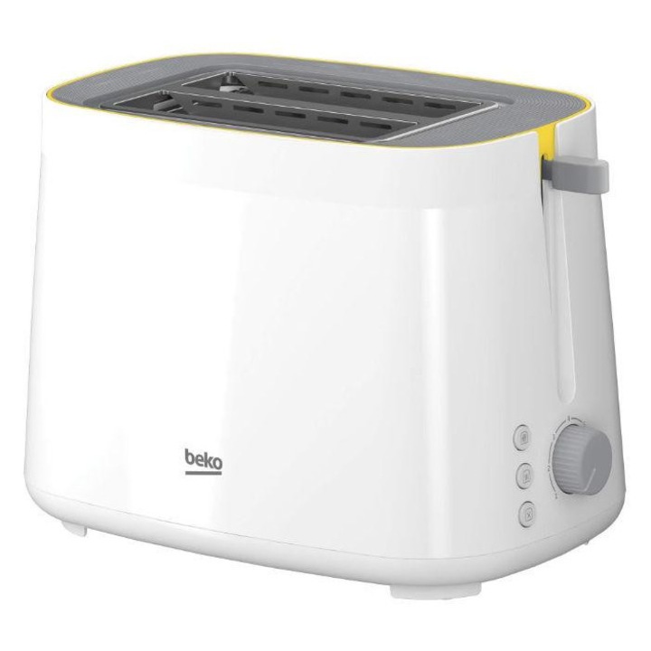 Prajitor de paine Beko TAM4220W, 800 W, 2 felii, 7 niveluri de rumenire, fante extra-large, functie 3 in 1, alb/gri
