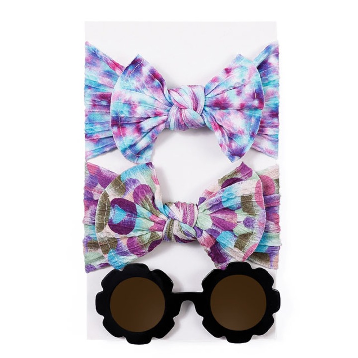 Set 2 bentite cu model si ochelari de soare, negri