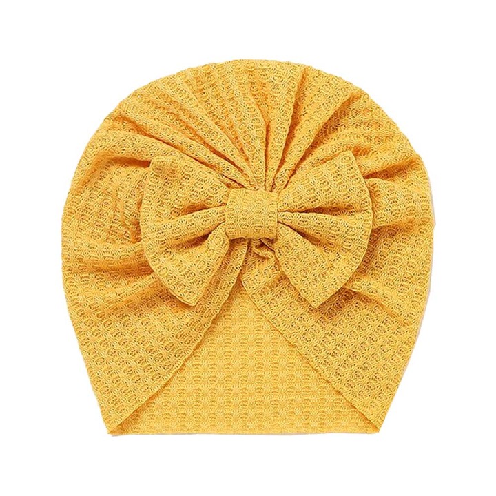 Turban galben pentru copii, cu striatii, 20x18,5 cm