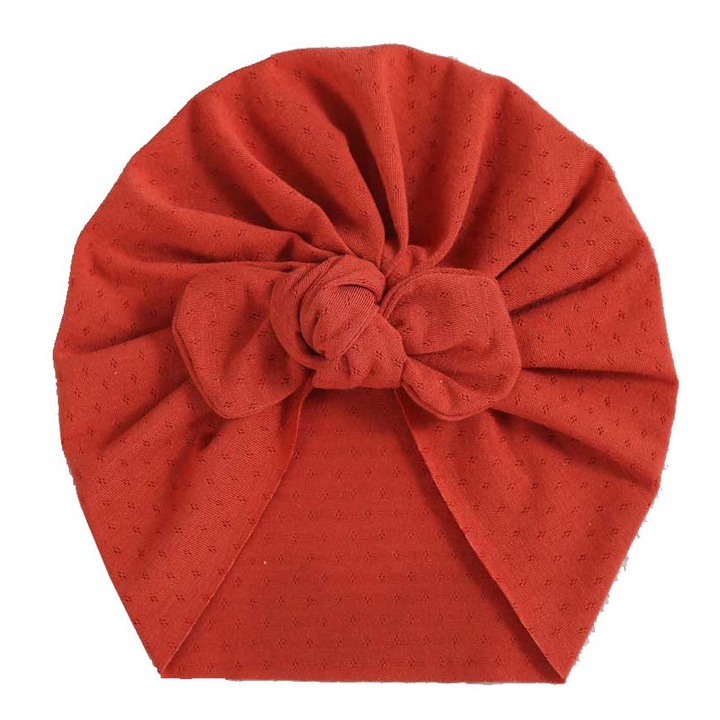 Червен тюрбан с панделка, детски, с дупки, 19.5х18см