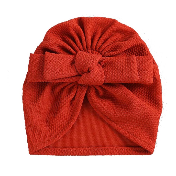 Turban Portocaliu pentru copii, cu funda dubla, 15x17cm