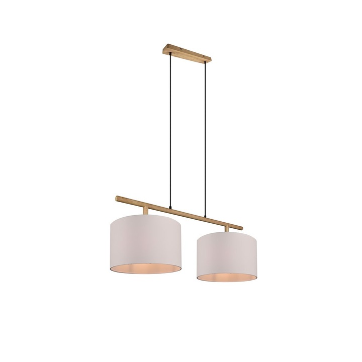 Lustra, Trio, Lemn, E27, Alb/Natur