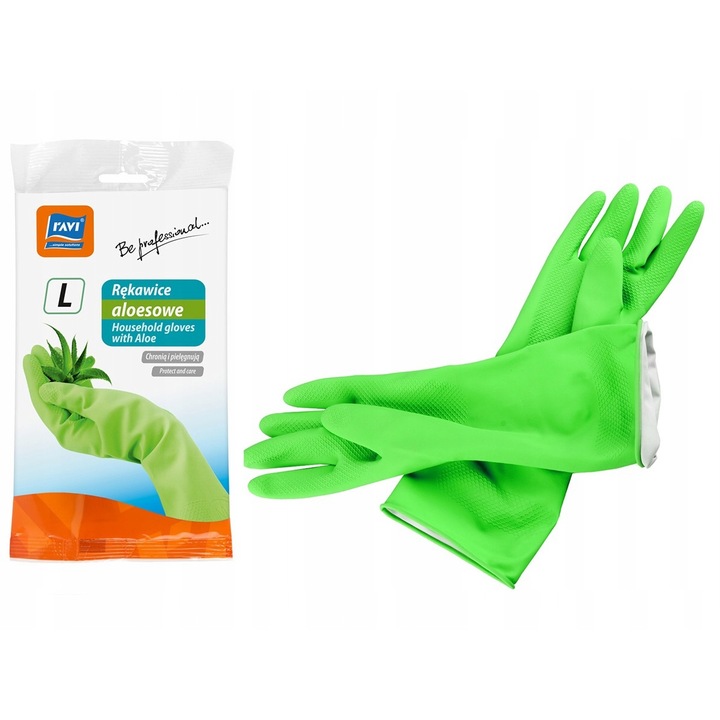 Kesztyű tisztításhoz Ravi, Aloe, Latex, Green, L