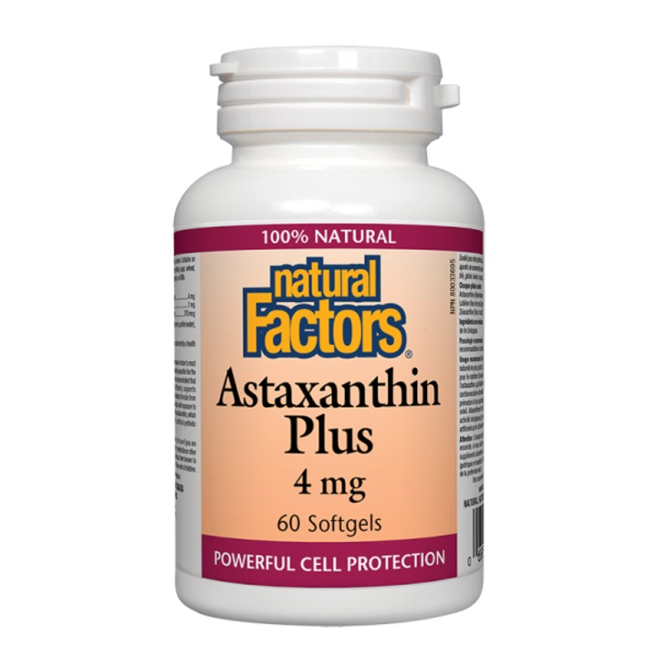 Хранителна добавка Natural Factors, Astaxanthin Plus, Астаксантин + Лутеин и Зеаксантин 4 mg х 60 софтгел капсули
