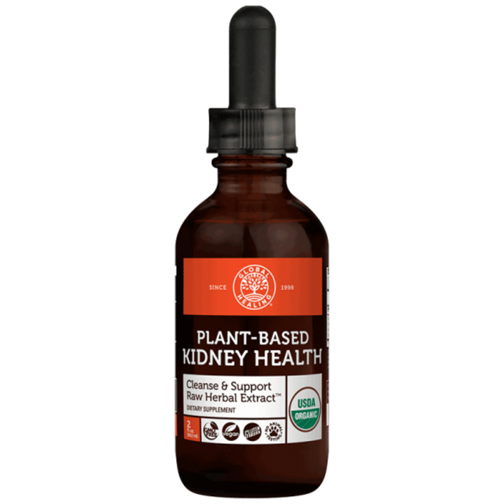 Хранителна добавка Global Healing, Plant-Based Kidney Health Cleanse & Support Raw Herbal Extract, Билкова смес за здрави бъбреци, 59.2 ml