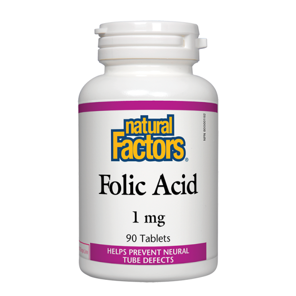 Supliment Alimentar, Natural Factors, Acid Folic, 1 Mg X 90 Comprimate 