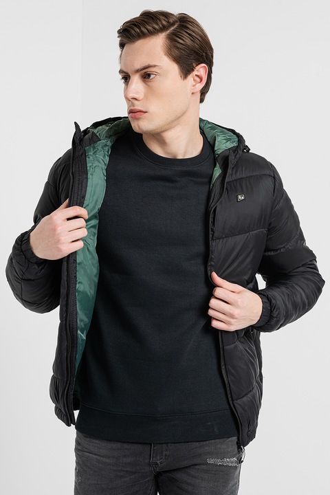BLEND, Подплатено зимно яке с качулка, Черен, 2XL
