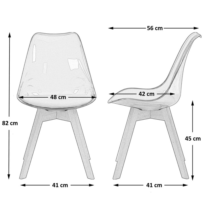 Трапезен / кухненски стол QMOBILI KORA Светлозелен, тапициран с плат, крака от естествен бук