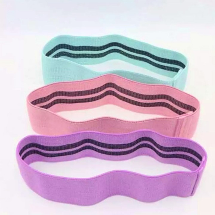 Ластици VikaSlimFit, Текстилни, За Тренитовка, За фитнес, 3 броя, Мултиколор