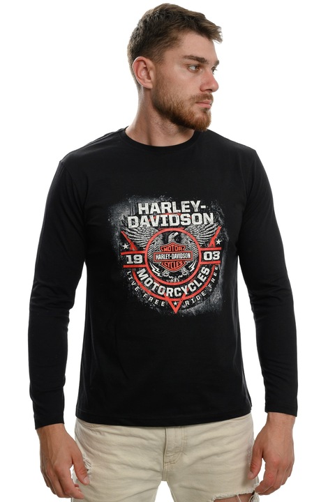Мъжка тениска Printex, Дълъг ръкав, Harley Davidson, Motorcycles, Харли Дейвидсън, Мотори, Дигитален печат, Черна