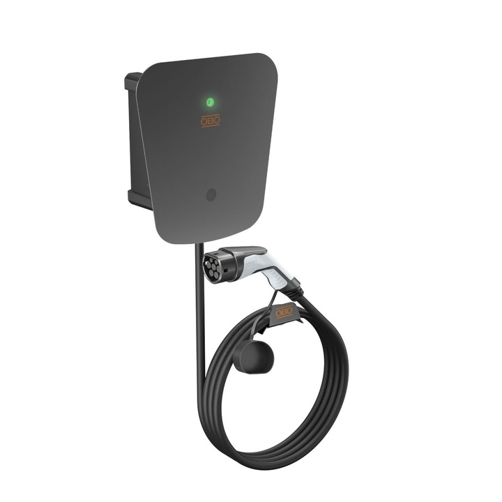 Фиксирана зарядна станция OBO Германия, Ion Wallbox Basic, 22KW, тип 2, кабел за зареждане 5 м