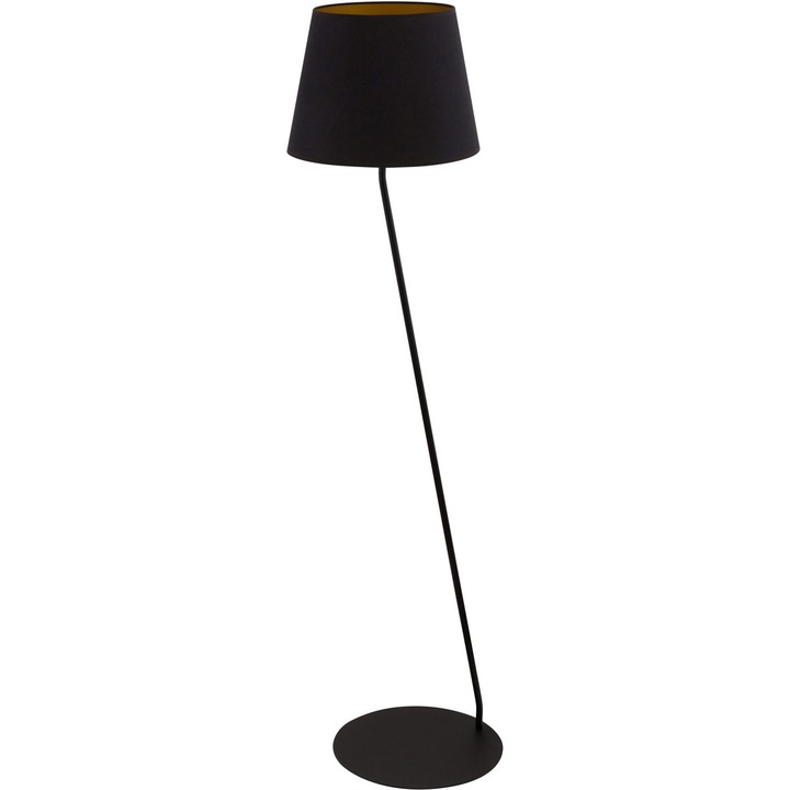 Lampadar Sigma, Lisbon, Otel/Textil, E27, 151 x 46 x 35 cm, Negru/Cupru