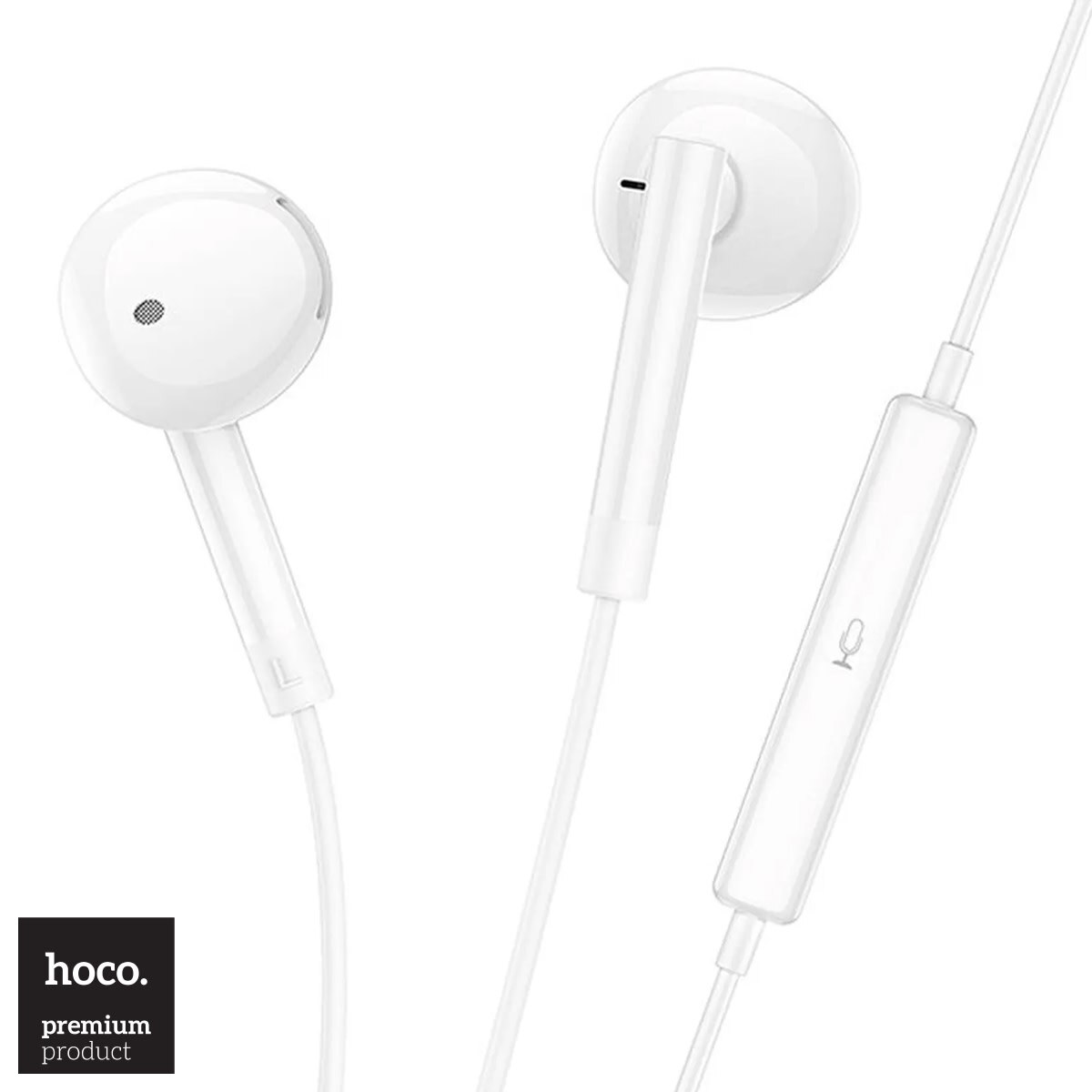 Casti HOCO stereo cu conector USB-C, 1.2m, comenzi si microfon pe fir, In-Ear design, compatibile Samsung, M95, Albe