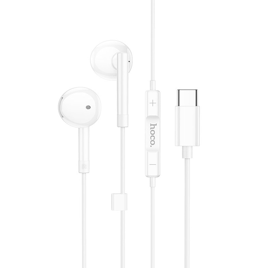Casti HOCO stereo cu conector USB-C, 1.2m, comenzi si microfon pe fir, In-Ear design, compatibile Samsung, M95, Albe Alb