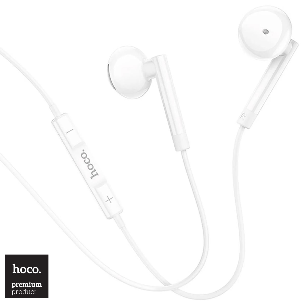 Casti HOCO stereo cu conector USB-C, 1.2m, comenzi si microfon pe fir, In-Ear design, compatibile Samsung, M95, Albe