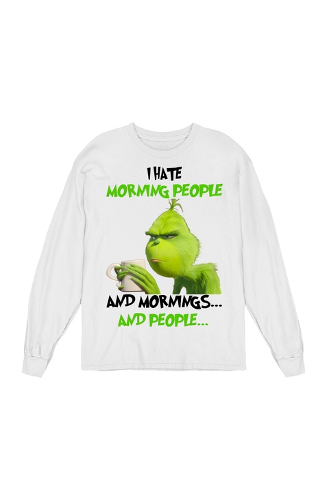 Bluza Femei, Craciun Funny, Grinch Morning, Alb, M