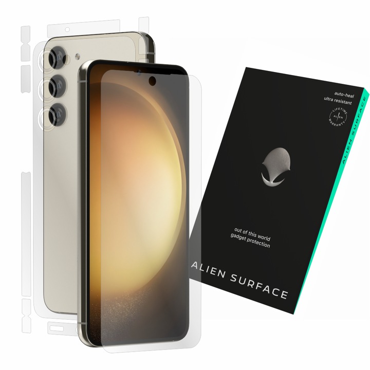 Folie protectie, compatibil cu Samsung Galaxy S23 Plus, ecran, spate, laterale si camera, Alien Surface