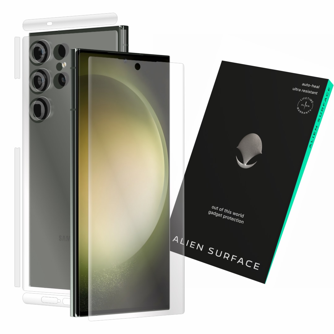Folie protectie, compatibil cu Samsung Galaxy S23 Ultra, ecran, spate, laterale si camera, Alien Surface