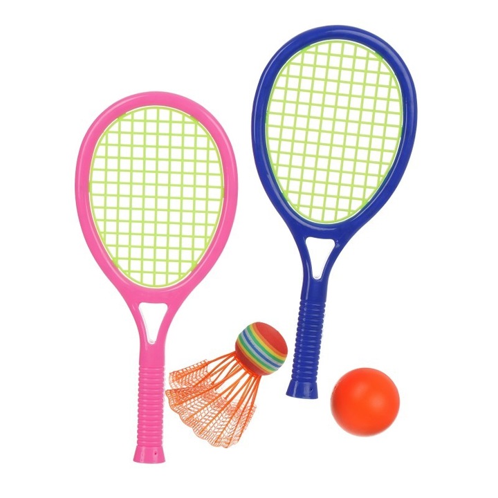 Set badminton si volei, Plastic, 2 in 1, 5+ ani, Multicolor