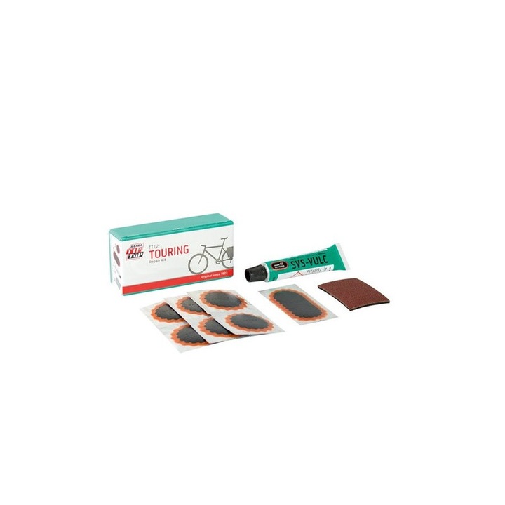 Set petice si lipici tip top 02 touring pentru vulcanizare camera bicicleta