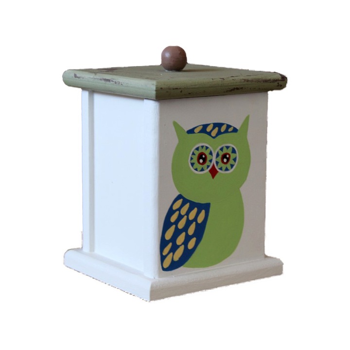 Recipient din lemn pentru condimente, cafea, zahar, biscuiti, Multicolor, inaltime 14 cm