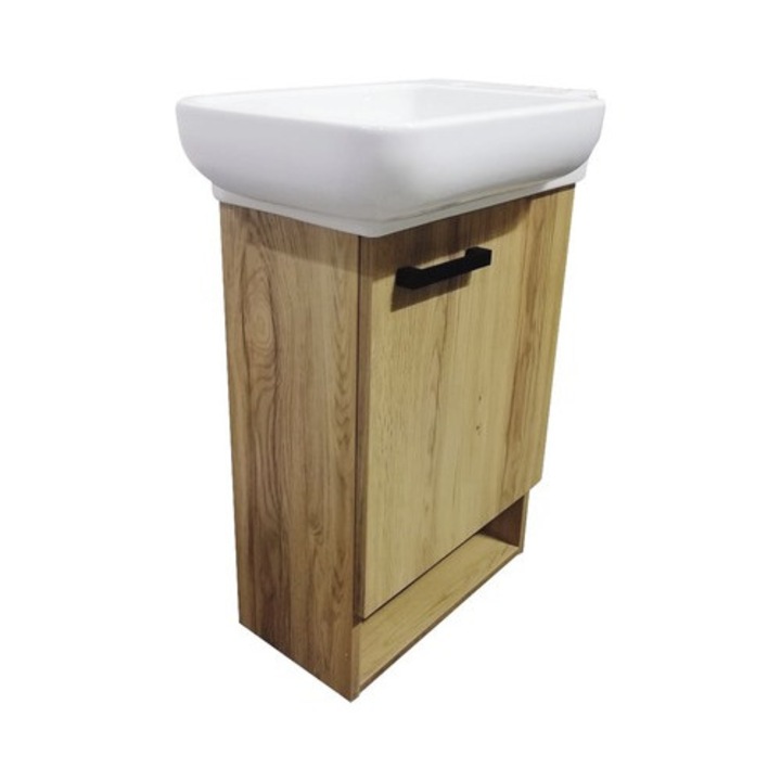 Set Mobilier Baie, Basano Venas, 54 cm Inclusiv Lavoar, Alb