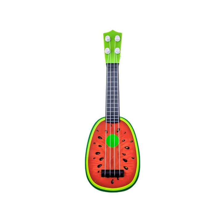 Gyümölcs ukulele gitár gyerekeknek, műanyag, zöld