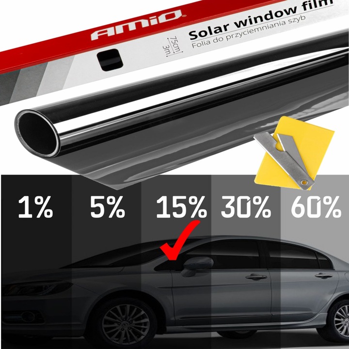 Folie auto Dark Black cu transparenta 15%, dimensiune 50x300cm