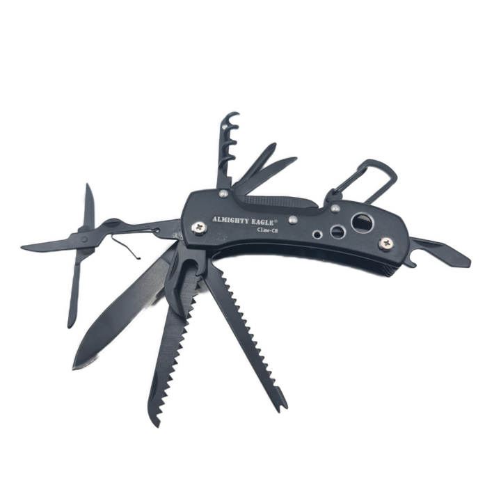 Cutit de Supravietuire, 12 Functii, Multifunctional, Negru, Gaica pentru Curea, 15 cm, Dalimag