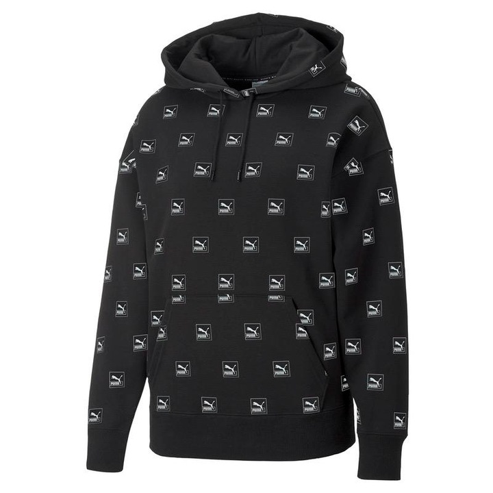 Hanorac Puma Brand Love AOP Hoodie, 535706-01, Femei, Negru, Negru, S