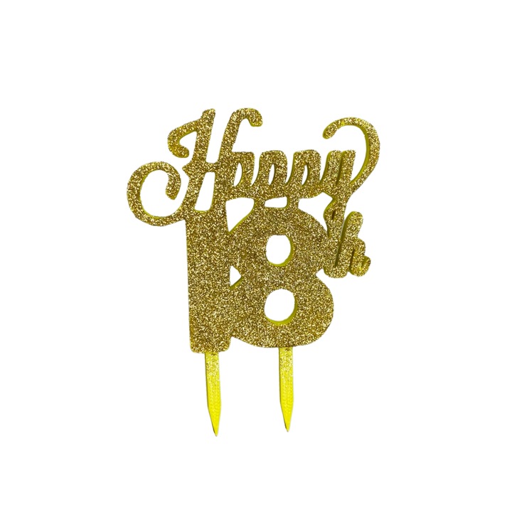 Декорация за торта "HAPPY 18", 10 х 7,5 см