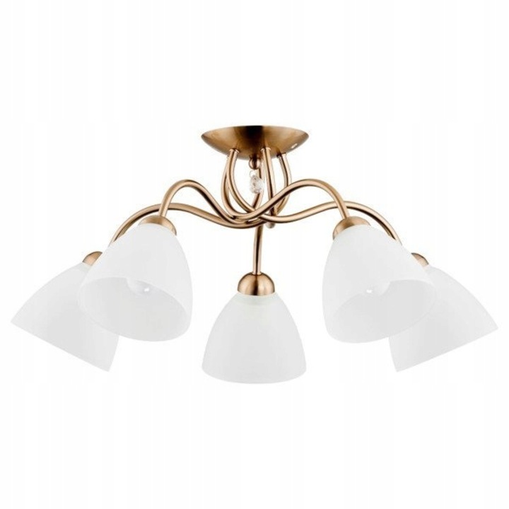 Полилей Alfa, Amarillo, Метал/Стъкло/Кристал, 5 x E27, 280 x 610 mm, Златист/Бял