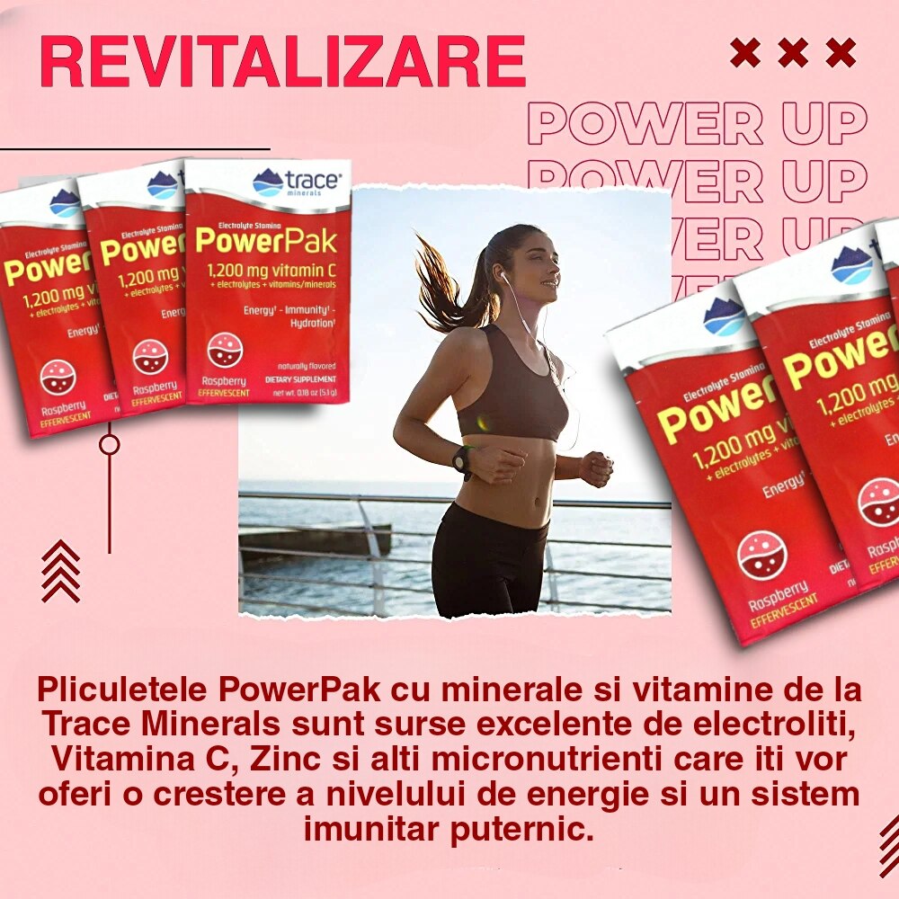 Vitamine Trace Minerals, Set 10 pliculete efervescente PowerPak cu ...