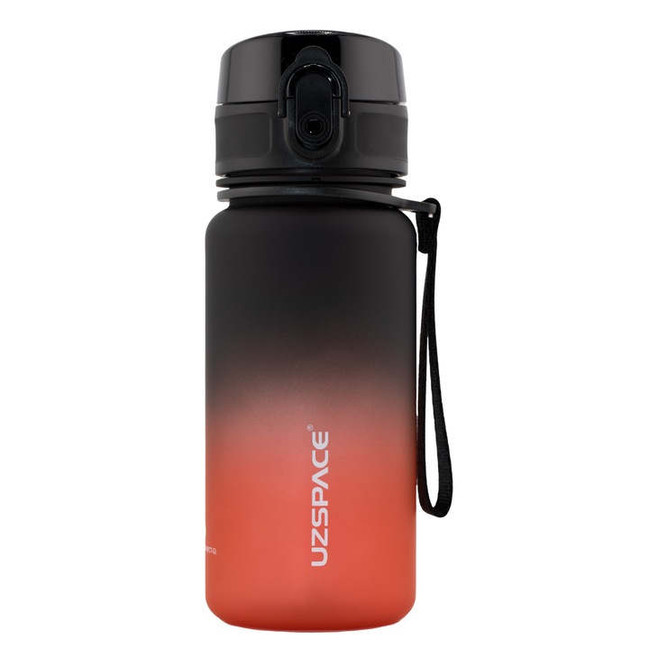 Бутилка за вода, UZSPACE, Colorful Frosted, 350 ml, черно/червено