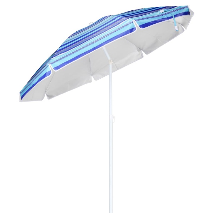 Umbrela de plaja, Hi, Otel/Textil, 200 cm, Alb/Albastru