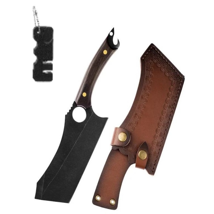 Cutit satar pentru dezosat, forjat manual, Full Tang, antiaderent, acoperire cu strat de titan, Ascutitor Cutit