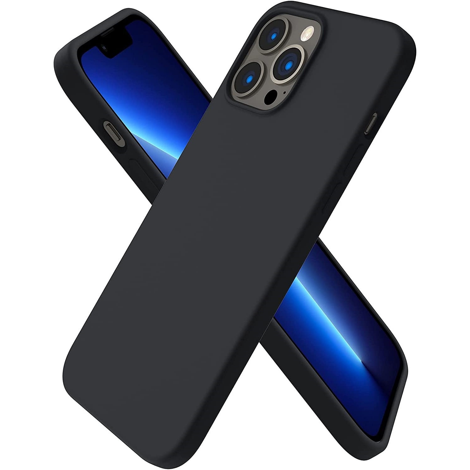 Husa de protectie compatibila cu iPhone 14 Pro Max, Black, Liquid Silicone, Ultra Slim, protectie din microfibra la interior