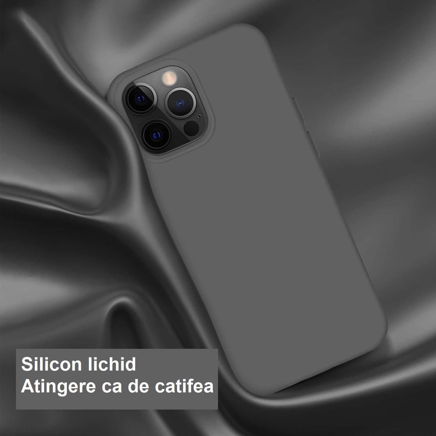 Husa de protectie compatibila cu iPhone 14 Pro Max, Black, Liquid Silicone, Ultra Slim, protectie din microfibra la interior