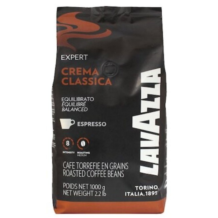 Комплект Кафе на зърна Lavazza, Crema Classica Expert, 1 кг, 6 бр./кутия