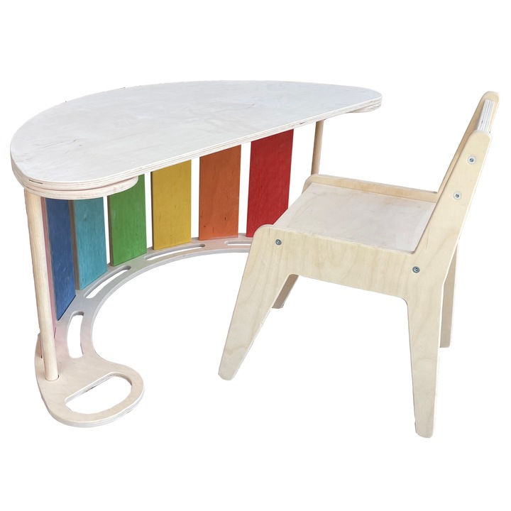 Balansoar si scaun, Lila Baby, 85 cm, Lemn, Multicolor