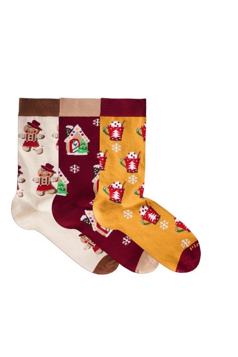 Коледна кутия памучни чорапи 3 бр 31-34 EU Многоцветни