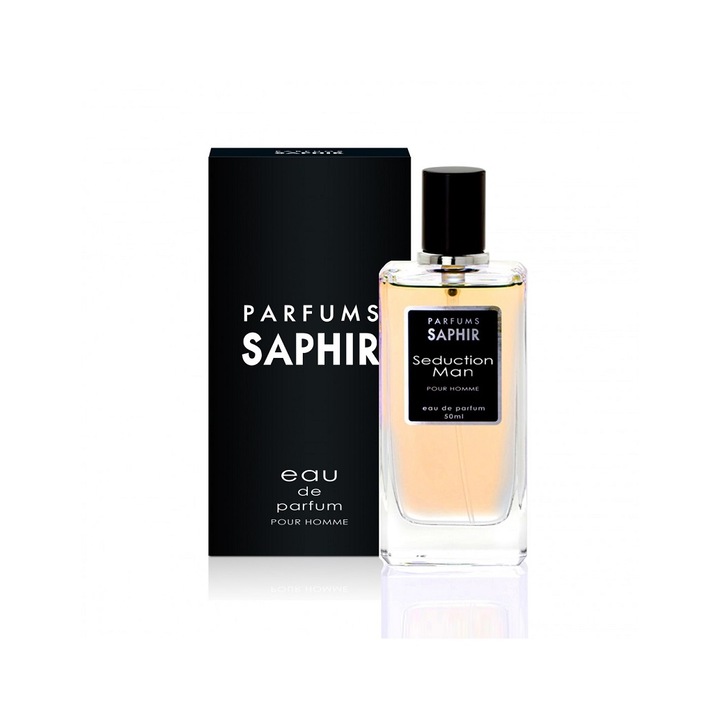 Parfum barbati, Saphir, Apa de parfum, 50ml, Negru/Galben
