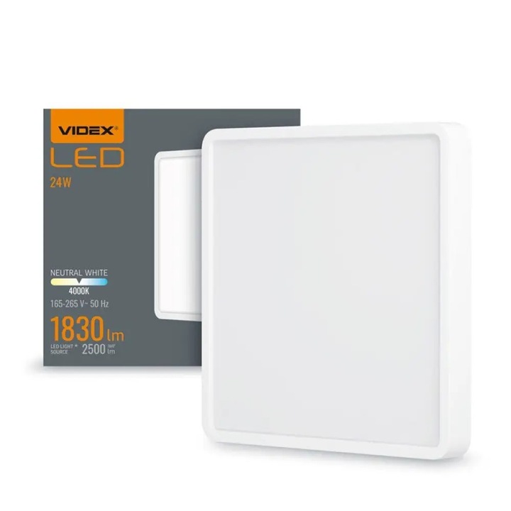 Plafoniera, Videx, LED, 24 W, Aluminiu, Plastic, Alb