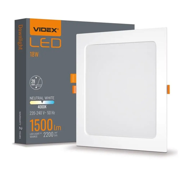 Mennyezeti lámpa, Videx, LED, 18 W, Alumínium, Műanyag, Fehér, Narancssárga