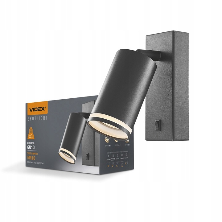 Plafoniera, Videx, GU10, Aluminiu, Poliamida, Negru