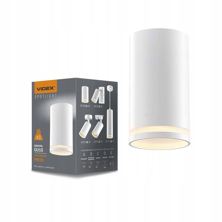 Plafoniera, Videx, GU10, Aluminiu, Poliamida, Alb