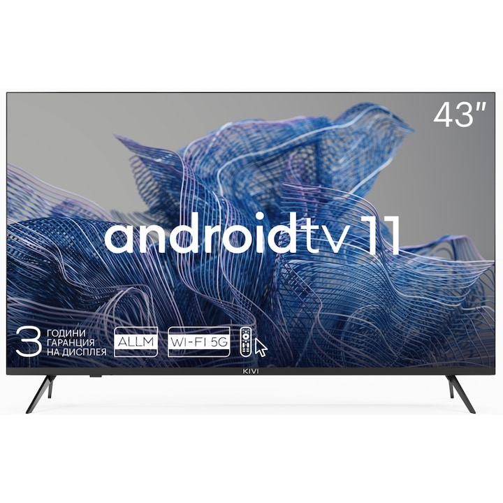 Телевизор KIVI LED 43U750NB, 43" (109 см), Smart Android TV, 4K Ultra HD, Клас G