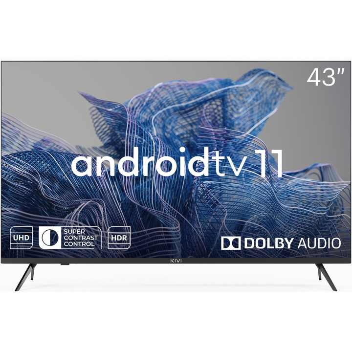 Televizor KIVI LED 43U750NB, 109 cm, Smart Android TV, 4K Ultra HD, Clasa G