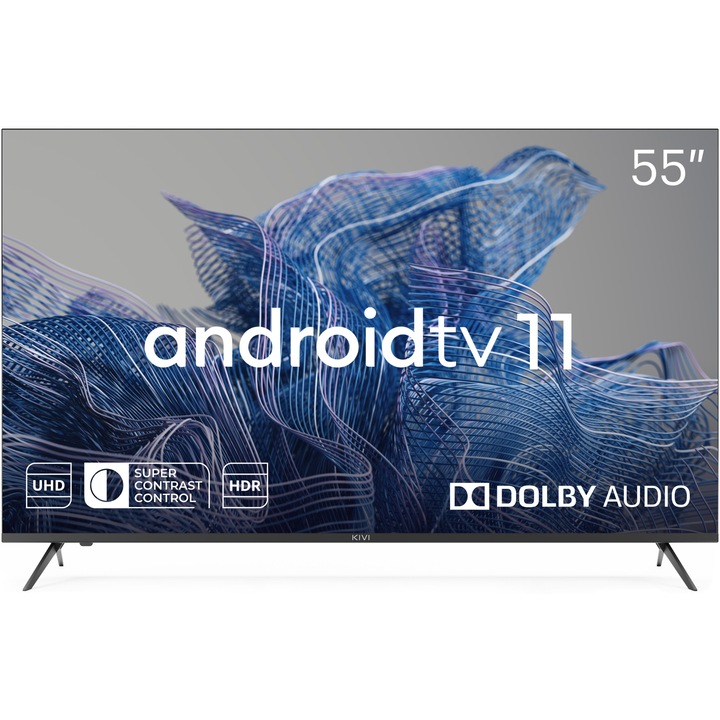 Televizor KIVI LED 55U750NB, 140 cm, Smart Android TV, 4K Ultra HD, Clasa G